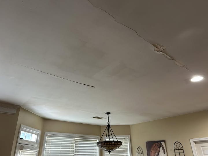 Ceiling water damage from plumbing leak — leak detection and repair